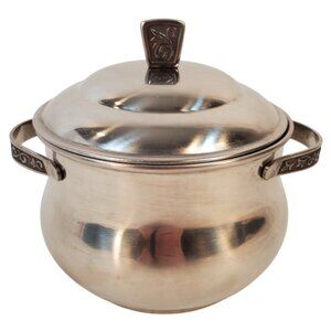 Vintage Stainless Steel Server Pot w/ Scroll Handles Carefree Monterey Holloware